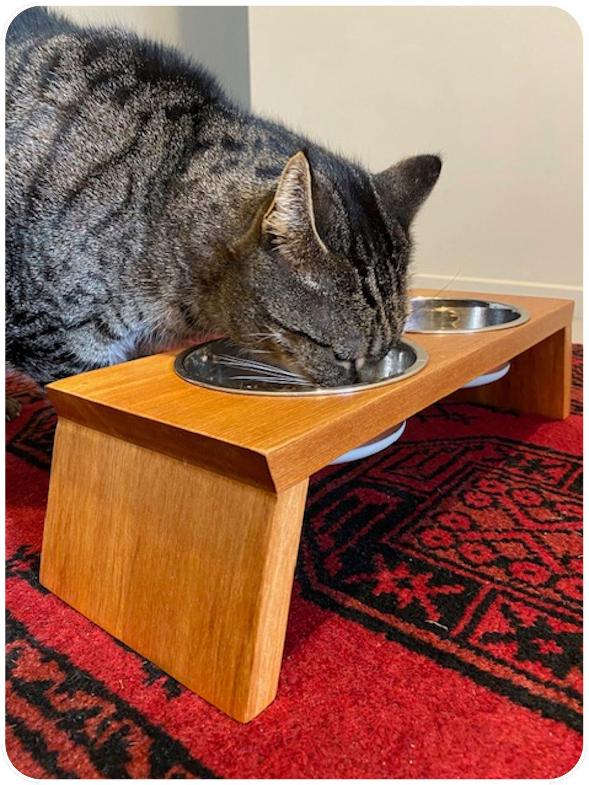 Handmade Timber Pet Bowl Stand (cat or small dog)
