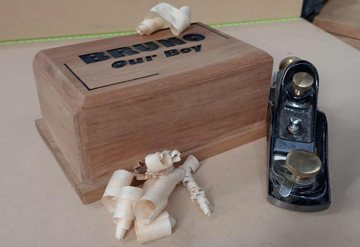 Handmade recycled timber pet urn (rectangular style)