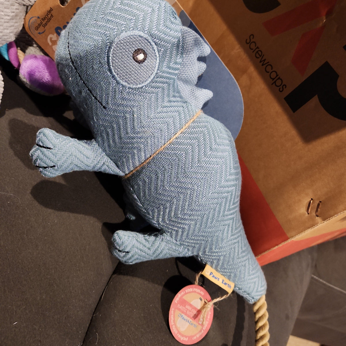 Paws 4 Earth Dog Toy, Gecko with Rope Tail