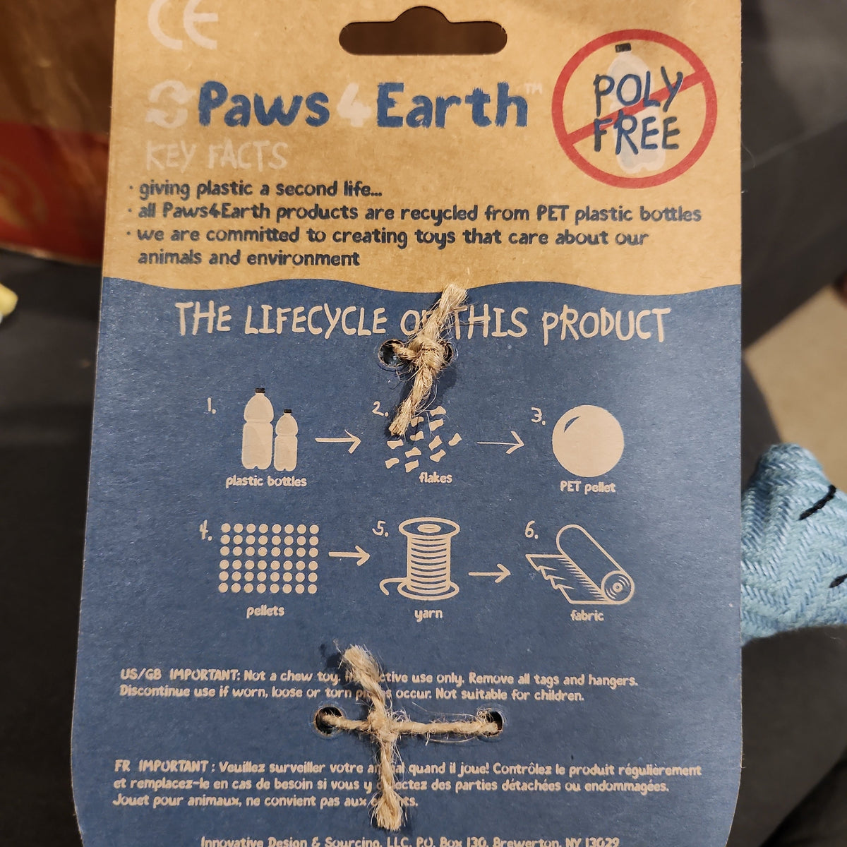 Paws 4 Earth Dog Toy, Gecko with Rope Tail