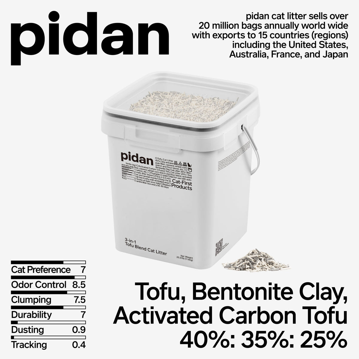 PIDAN 3-in-1 Blend Cat Litter | 11.6 kg Bucket
