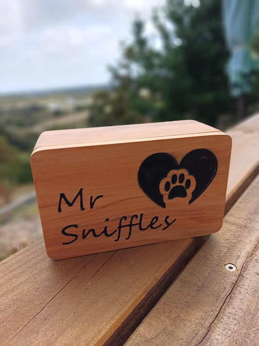 Handmade recycled timber pet urn (rounded style)