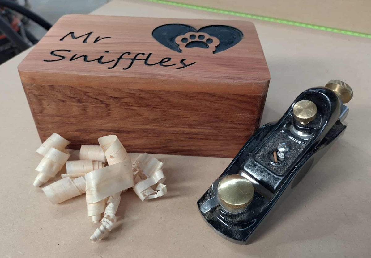 Handmade recycled timber pet urn (rounded style)
