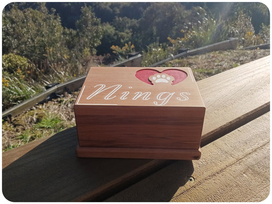 Handmade recycled timber pet urn (rectangular style)