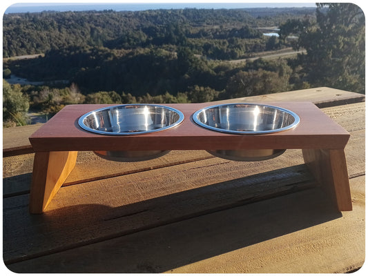 Handmade Timber Pet Bowl Stand (cat or small dog)