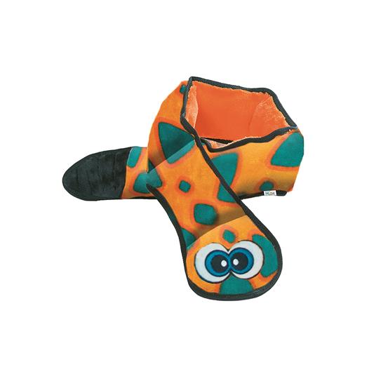 Outward Hound Invincible Snake 6 Squeak- Orange/Blue